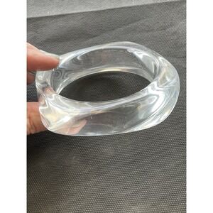 Clear Resin Chunky Modernist Bangle Bracelet Estate Costume Jewelry